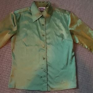 "Casualaire" Satin Lime Green Shirt